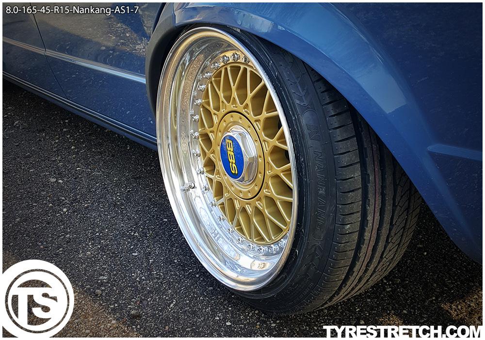 An example of tyre stretch: 165/45 R15 on 8.0J – NANKANG