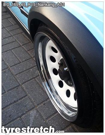An example of tyre stretch: 165/45 R15 on 8.0J – NANKANG
