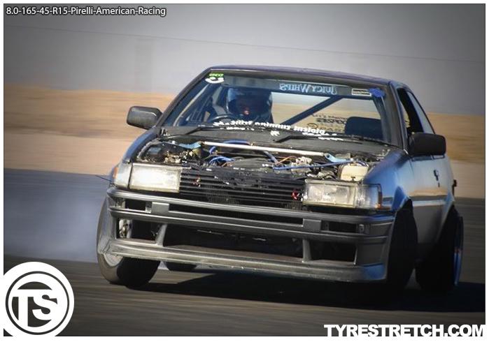 An example of tyre stretch: 165/45 R15 on 8.0J – PIRELLI (AMERICAN RACING)