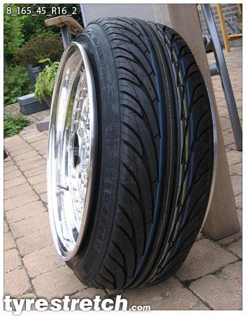 An example of tyre stretch: 165/45 R16 on 8.0J