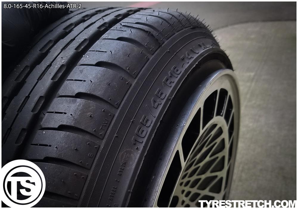An example of tyre stretch: 165/45 R16 on 8.0J – ACHILLES