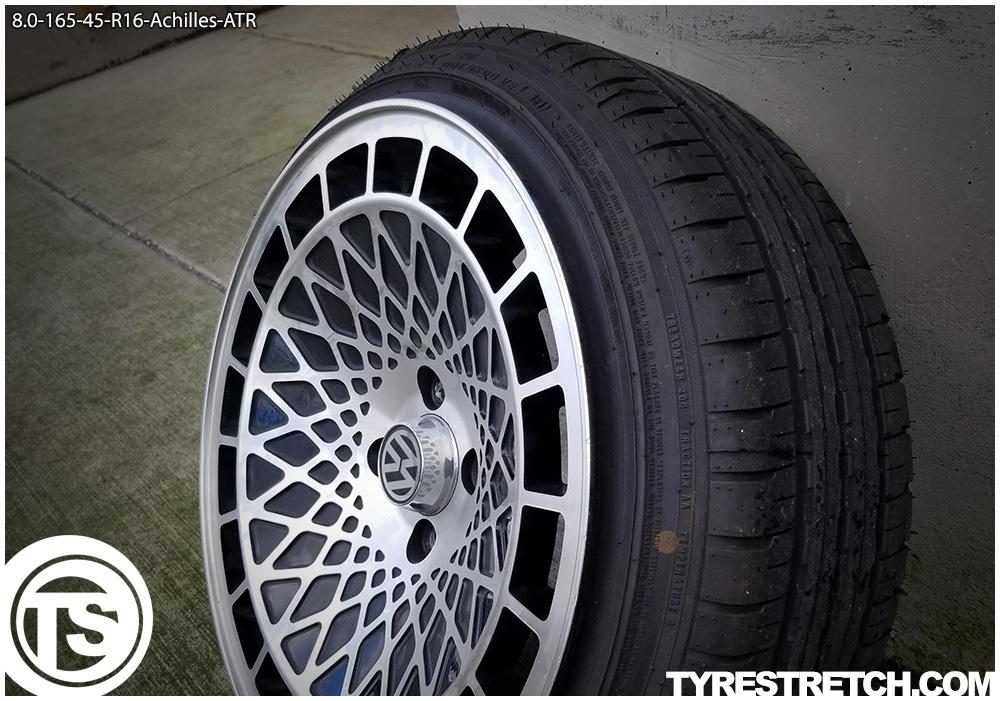 An example of tyre stretch: 165/45 R16 on 8.0J – ACHILLES