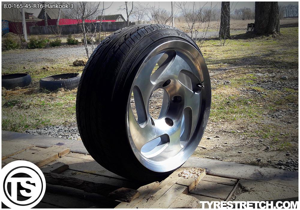 An example of tyre stretch: 165/45 R16 on 8.0J – HANKOOK