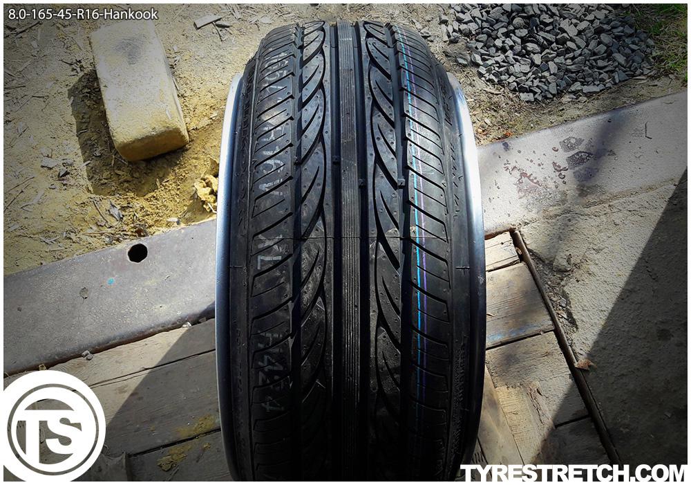 An example of tyre stretch: 165/45 R16 on 8.0J – HANKOOK