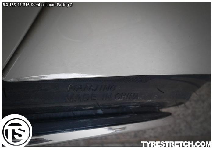 An example of tyre stretch: 165/45 R16 on 8.0J – KUMHO (JAPAN RACING)
