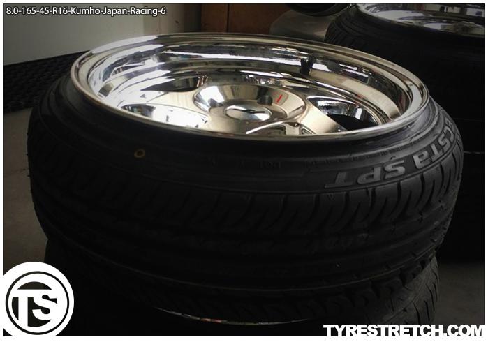 An example of tyre stretch: 165/45 R16 on 8.0J – KUMHO (JAPAN RACING)