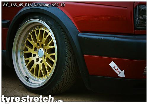An example of tyre stretch: 165/45 R16 on 8.0J – NANKANG