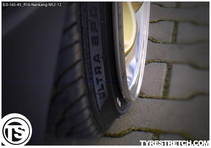 An example of tyre stretch: 165/45 R16 on 8.0J – NANKANG