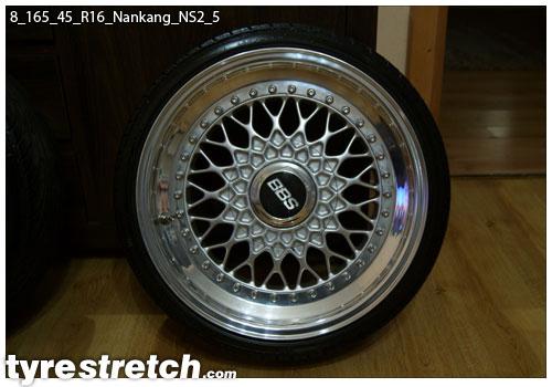 An example of tyre stretch: 165/45 R16 on 8.0J – NANKANG