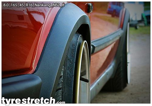 An example of tyre stretch: 165/45 R16 on 8.0J – NANKANG