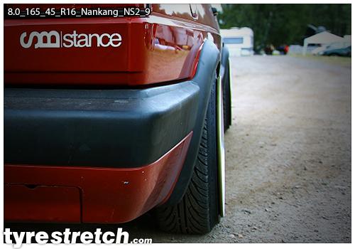 An example of tyre stretch: 165/45 R16 on 8.0J – NANKANG
