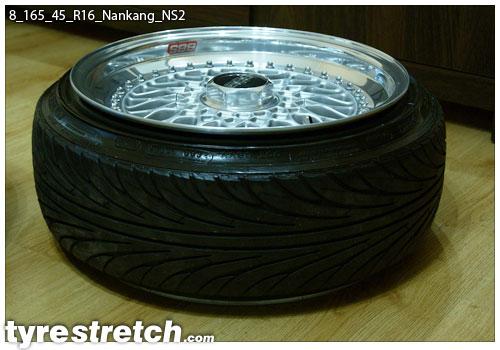 An example of tyre stretch: 165/45 R16 on 8.0J – NANKANG