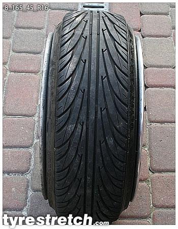 An example of tyre stretch: 165/45 R16 on 8.0J