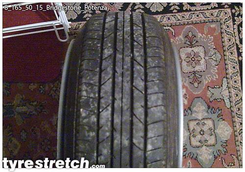 An example of tyre stretch: 165/50 R15 on 8.0J – BRIDGESTONE