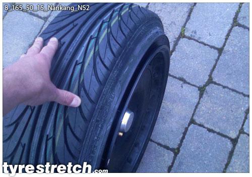 An example of tyre stretch: 165/50 R15 on 8.0J – NANKANG