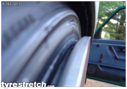 An example of tyre stretch: 165/50 R15 on 8.0J