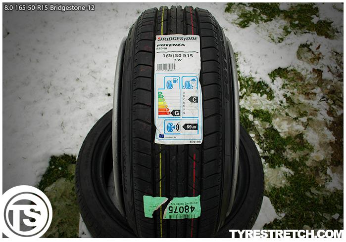 An example of tyre stretch: 165/50 R15 on 8.0J – BRIDGESTONE