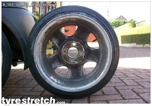 An example of tyre stretch: 165/50 R15 on 8.0J – BRIDGESTONE