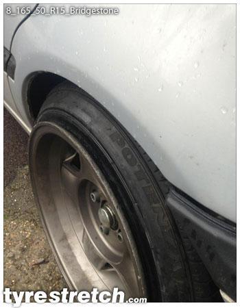 An example of tyre stretch: 165/50 R15 on 8.0J – BRIDGESTONE