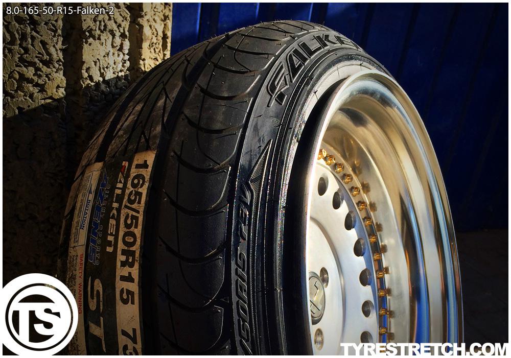 An example of tyre stretch: 165/50 R15 on 8.0J – FALKEN