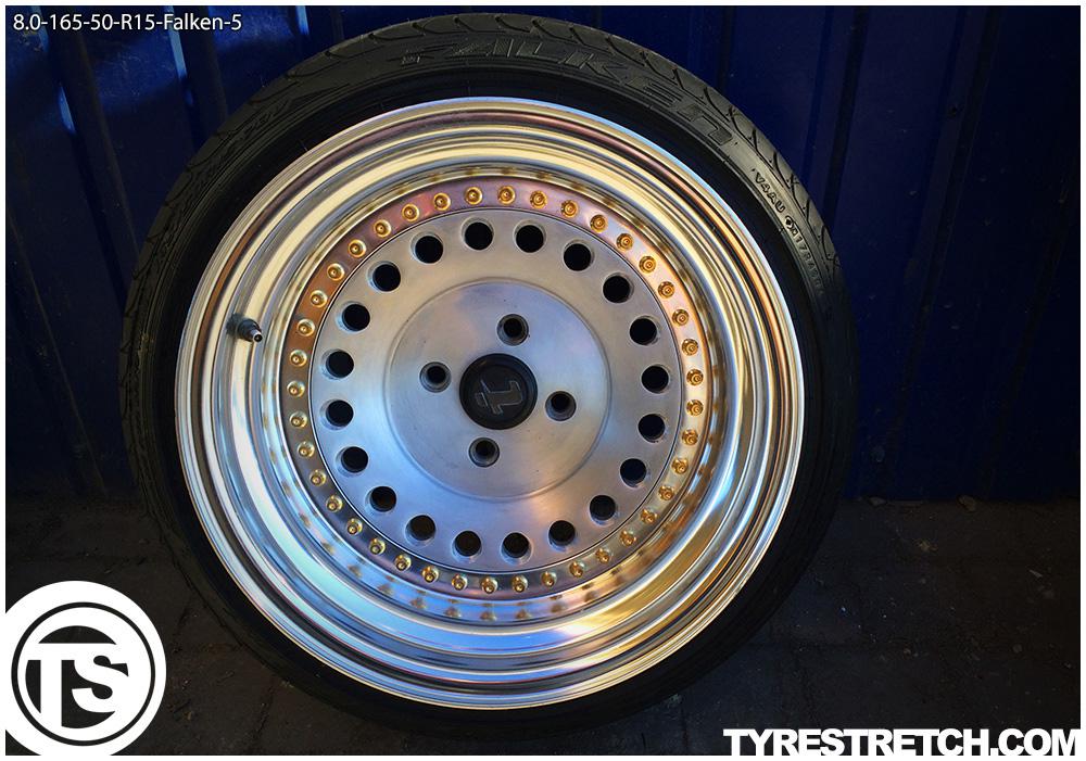 An example of tyre stretch: 165/50 R15 on 8.0J – FALKEN