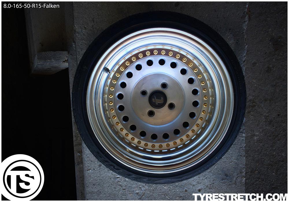 An example of tyre stretch: 165/50 R15 on 8.0J – FALKEN