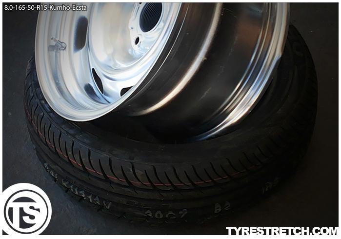 An example of tyre stretch: 165/50 R15 on 8.0J – KUMHO