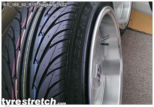 An example of tyre stretch: 165/50 R15 on 8.0J – NANKANG