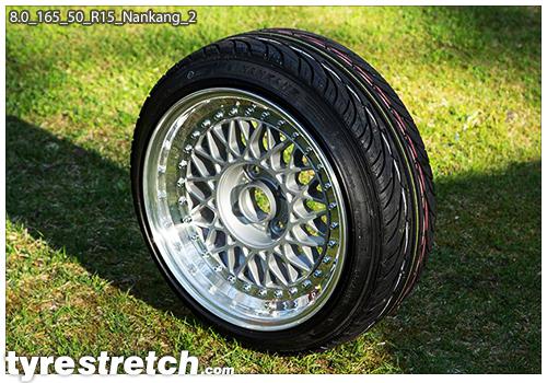 An example of tyre stretch: 165/50 R15 on 8.0J – NANKANG