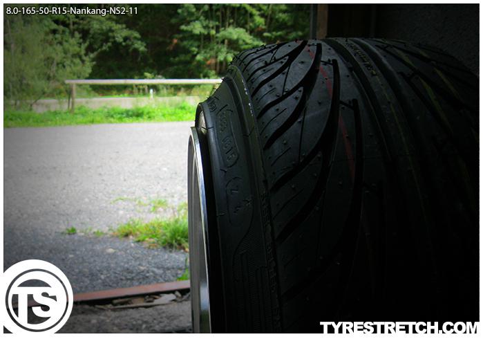 An example of tyre stretch: 165/50 R15 on 8.0J – NANKANG
