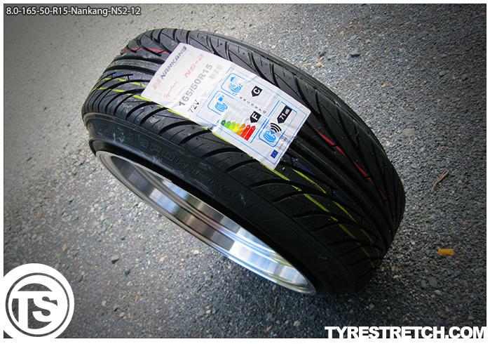 An example of tyre stretch: 165/50 R15 on 8.0J – NANKANG