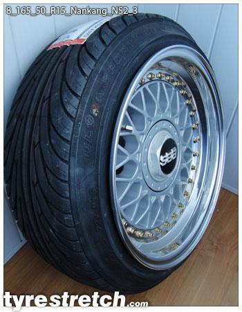 An example of tyre stretch: 165/50 R15 on 8.0J – NANKANG