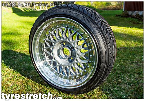 An example of tyre stretch: 165/50 R15 on 8.0J – NANKANG
