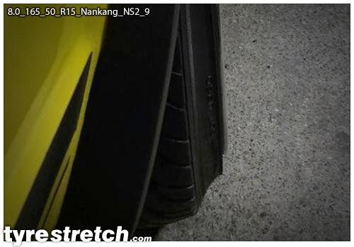 An example of tyre stretch: 165/50 R15 on 8.0J – NANKANG