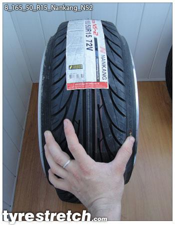 An example of tyre stretch: 165/50 R15 on 8.0J – NANKANG