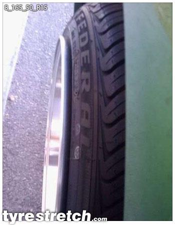 An example of tyre stretch: 165/50 R15 on 8.0J
