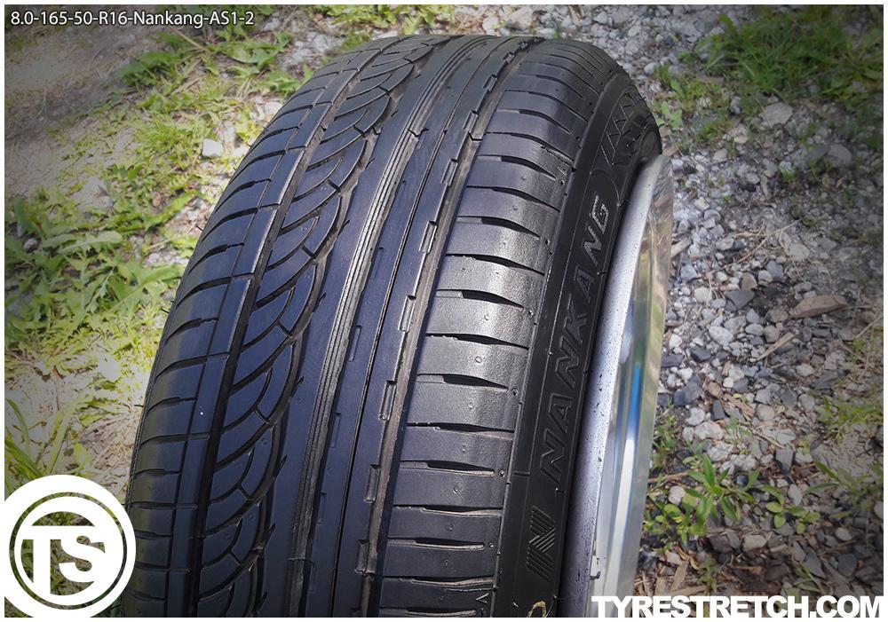 An example of tyre stretch: 165/50 R16 on 8.0J – NANKANG