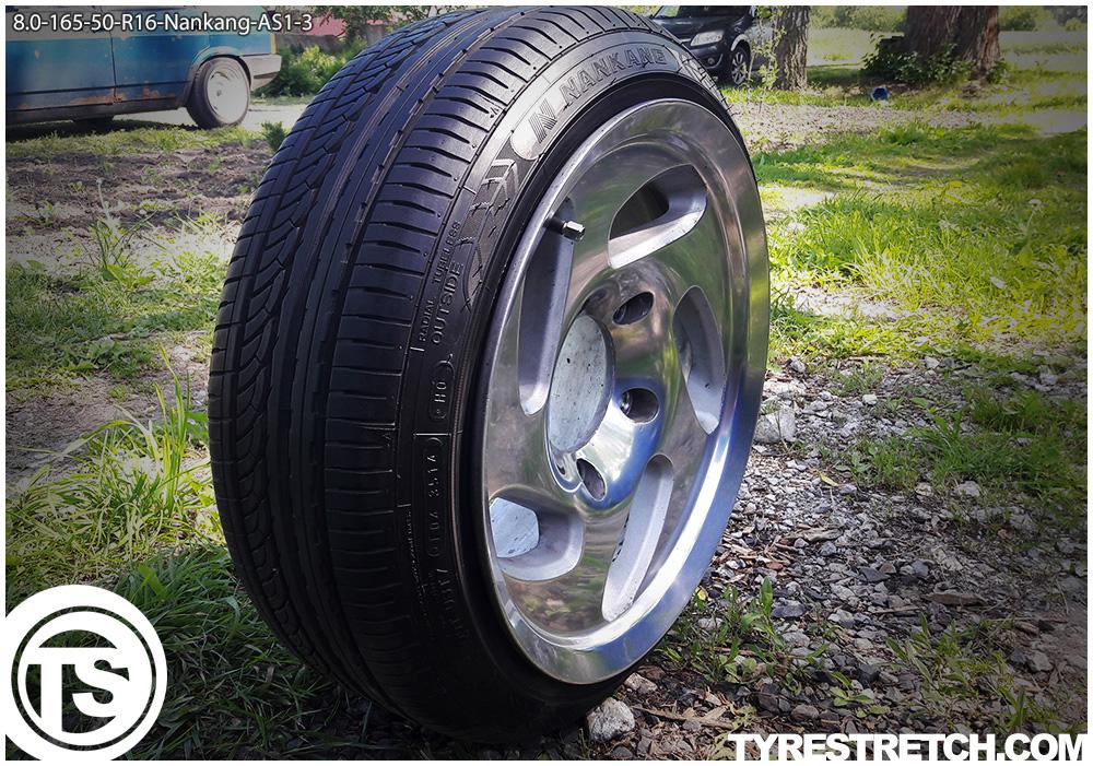 An example of tyre stretch: 165/50 R16 on 8.0J – NANKANG