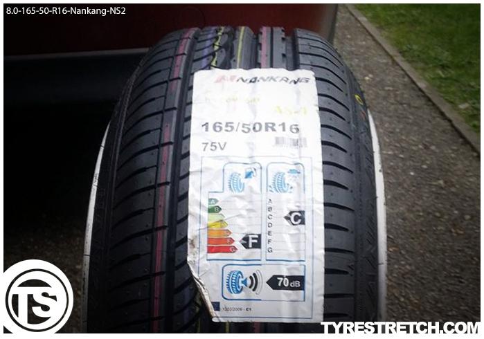 An example of tyre stretch: 165/50 R16 on 8.0J – NANKANG