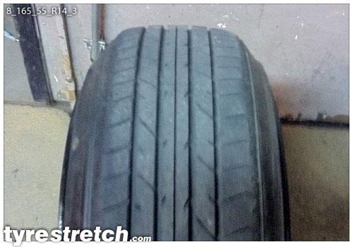An example of tyre stretch: 165/55 R14 on 8.0J