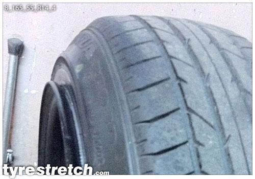 An example of tyre stretch: 165/55 R14 on 8.0J