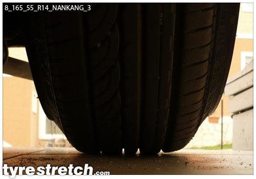 An example of tyre stretch: 165/55 R14 on 8.0J – NANKANG