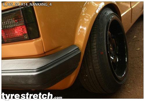 An example of tyre stretch: 165/55 R14 on 8.0J – NANKANG