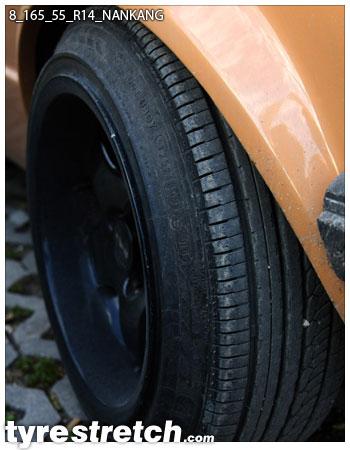 An example of tyre stretch: 165/55 R14 on 8.0J – NANKANG