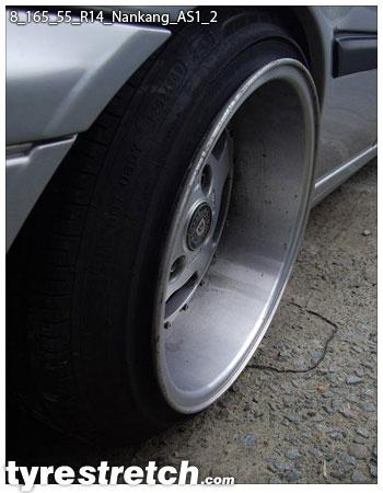 An example of tyre stretch: 165/55 R14 on 8.0J – NANKANG