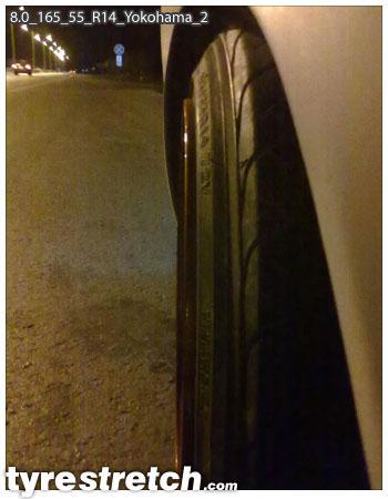 An example of tyre stretch: 165/55 R14 on 8.0J – YOKOHAMA