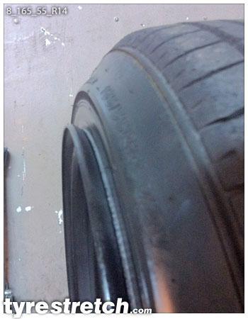 An example of tyre stretch: 165/55 R14 on 8.0J