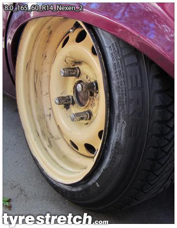 An example of tyre stretch: 165/60 R14 on 8.0J – NEXEN