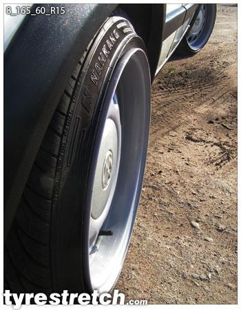 An example of tyre stretch: 165/60 R15 on 8.0J