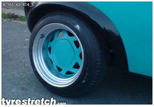 An example of tyre stretch: 165/65 R14 on 8.0J